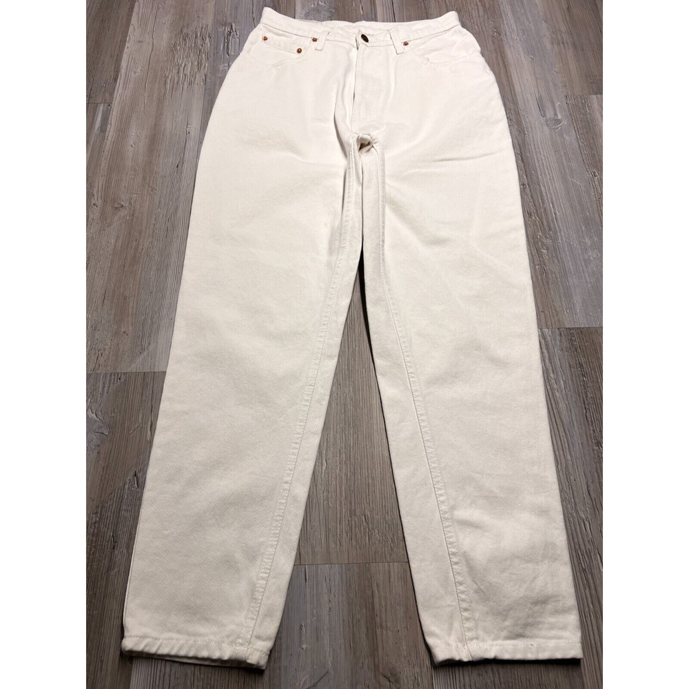 Womens White High Rise Jeans Jordache Tapered Leg Coastal Casual Size 13/14‎ Vtg